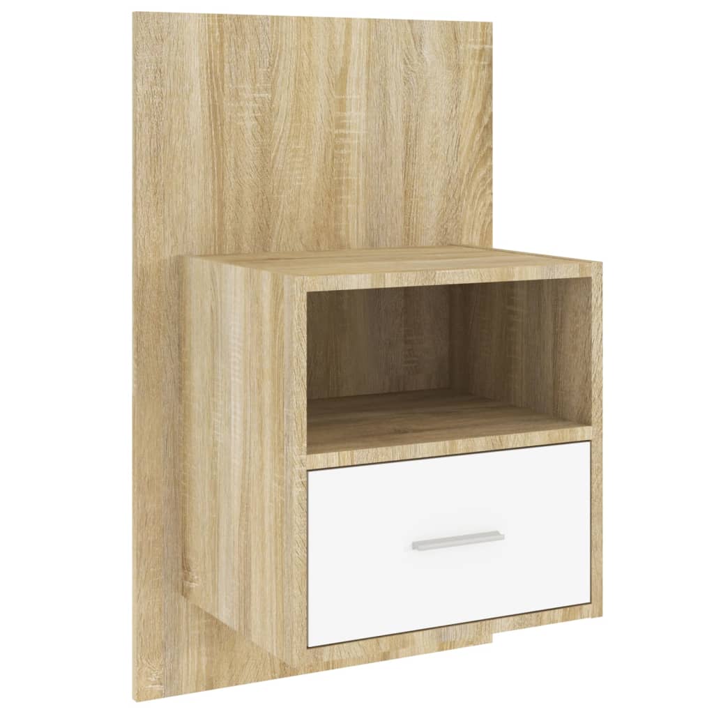 vidaXL Wall-mounted Bedside Cabinets 2pcs White and Sonoma Oak