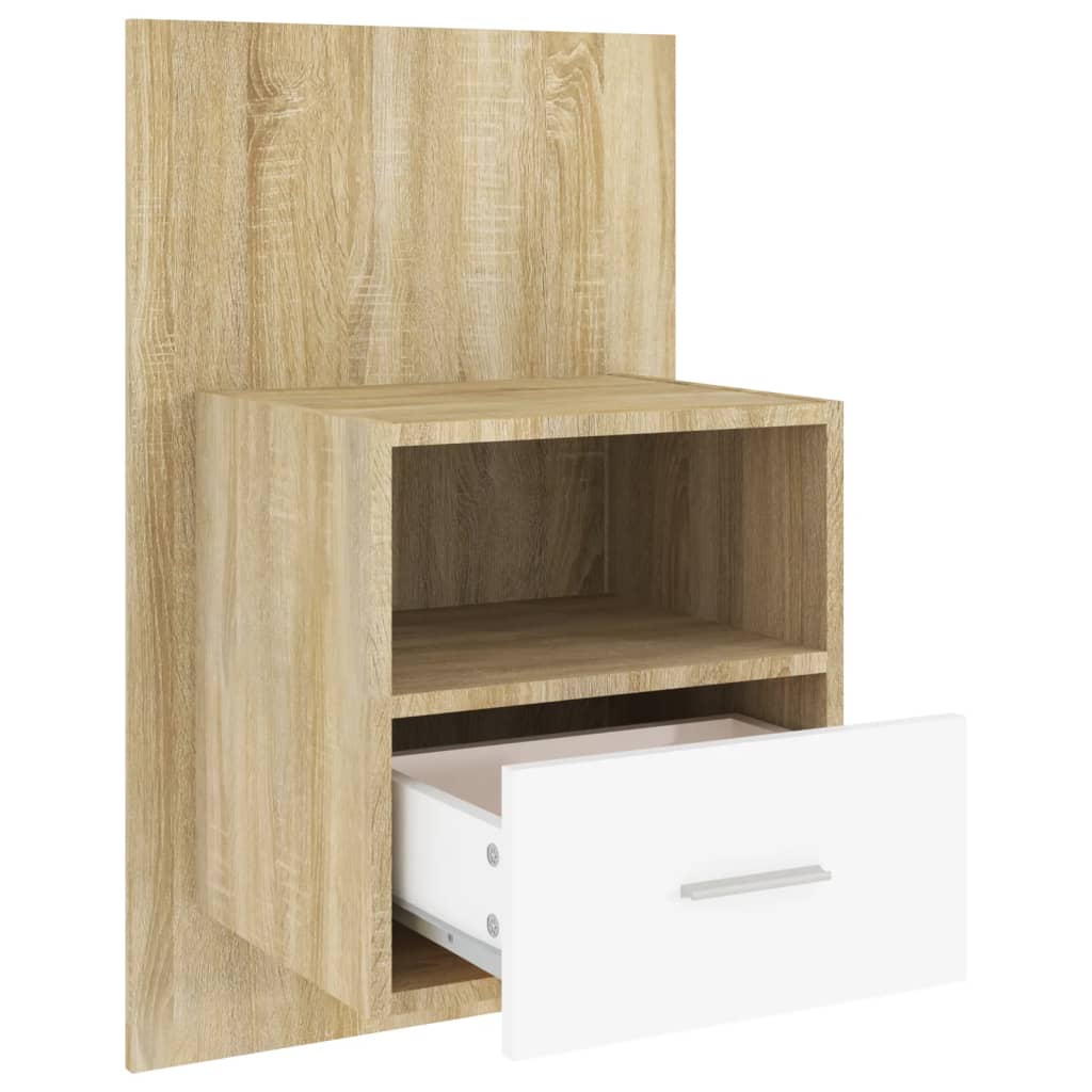 vidaXL Wall-mounted Bedside Cabinets 2pcs White and Sonoma Oak