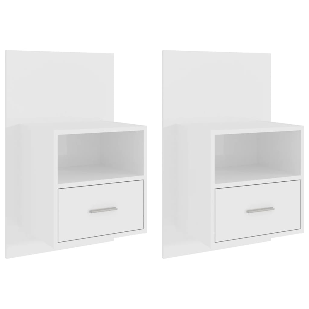 vidaXL Wall-mounted Bedside Cabinets 2 pcs High Gloss White