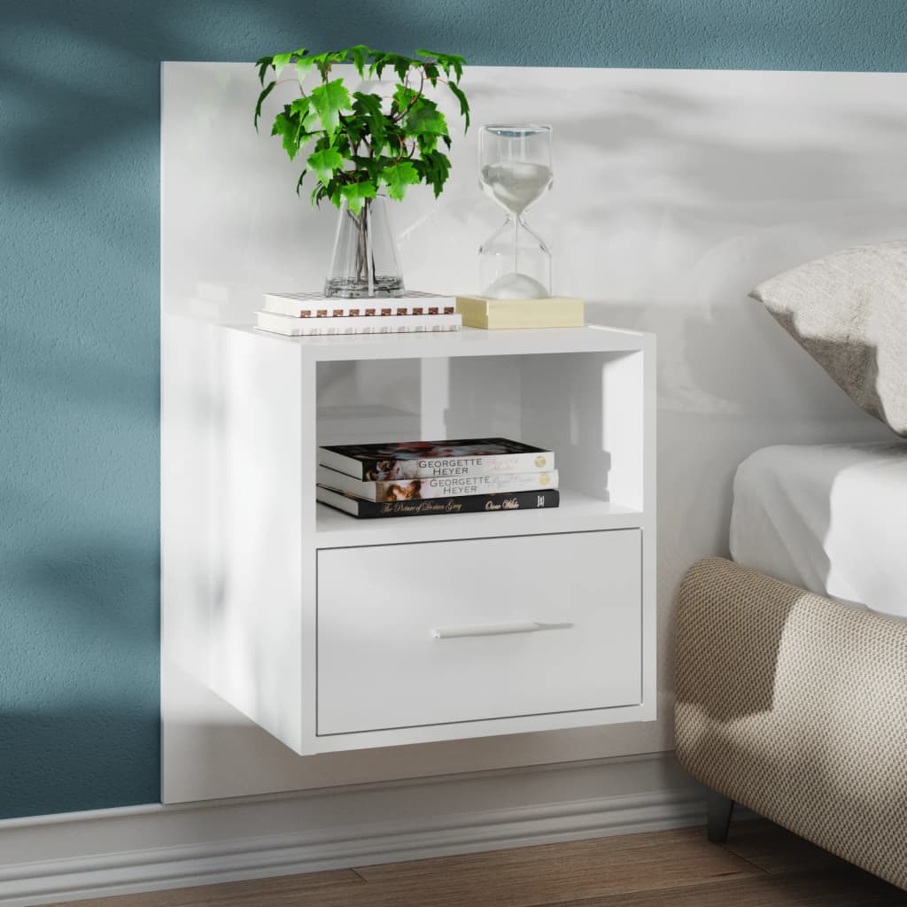 vidaXL Wall-mounted Bedside Cabinets 2 pcs High Gloss White