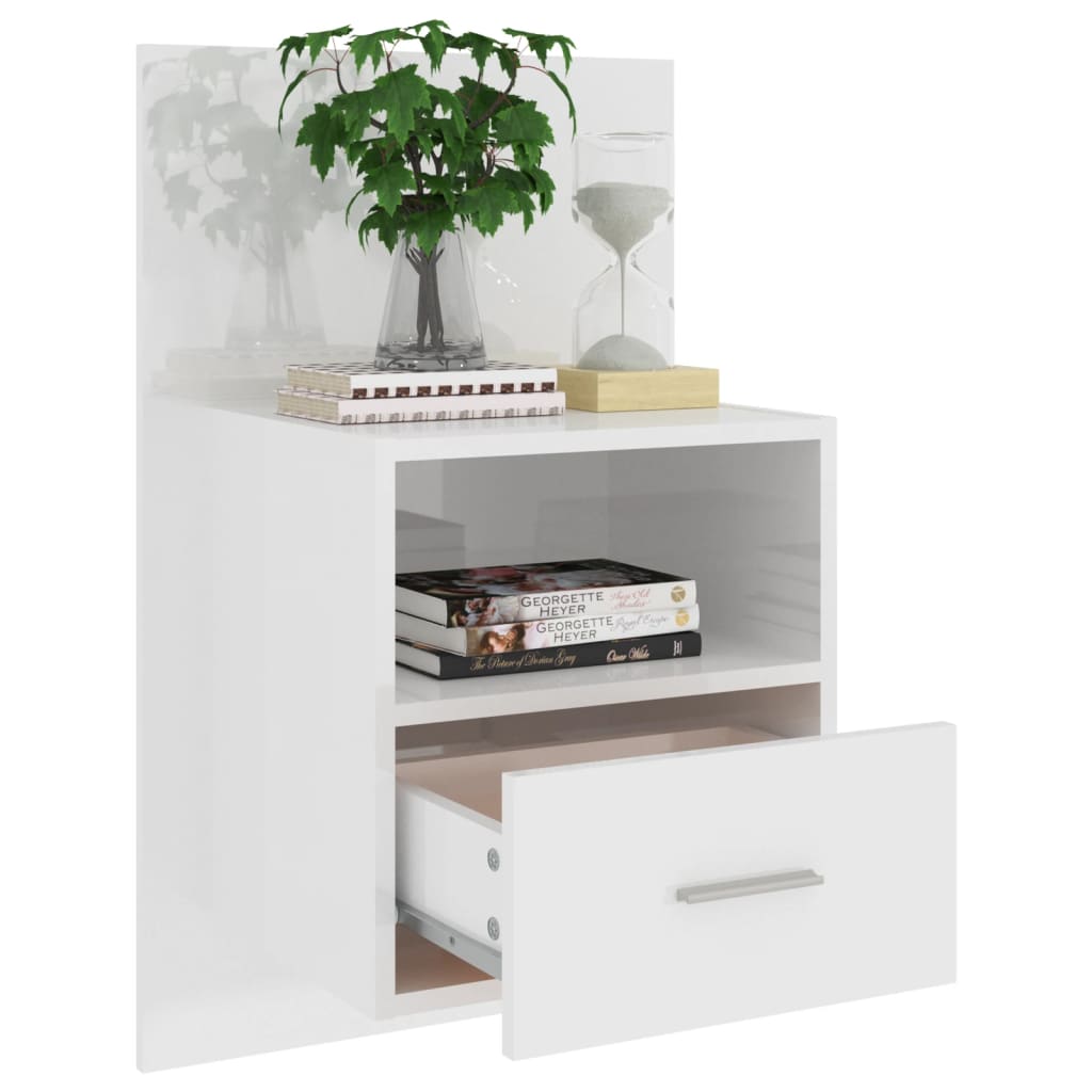 vidaXL Wall-mounted Bedside Cabinets 2 pcs High Gloss White