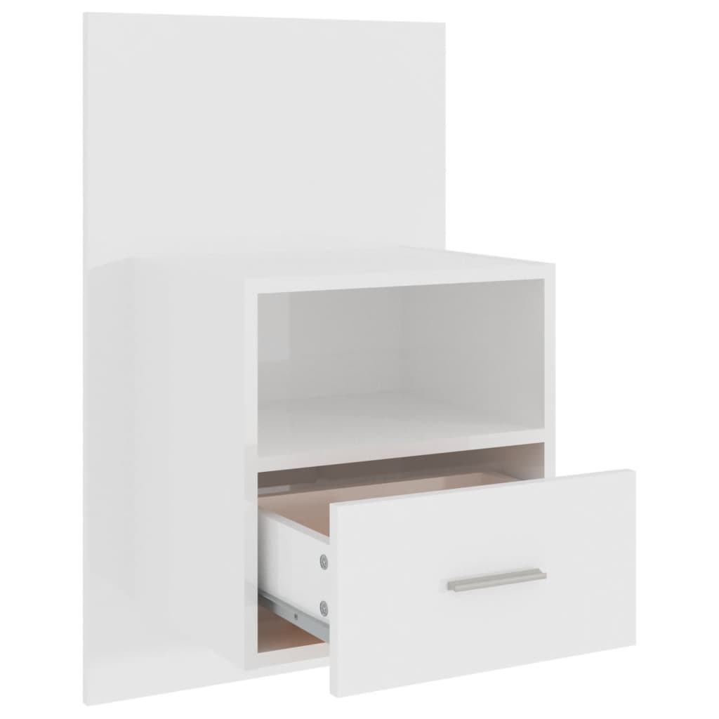 vidaXL Wall-mounted Bedside Cabinets 2 pcs High Gloss White