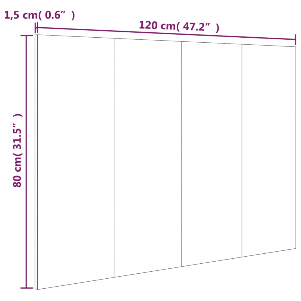 vidaXL Bed Headboard Sonoma Oak 120x1.5x80 cm Engineered Wood