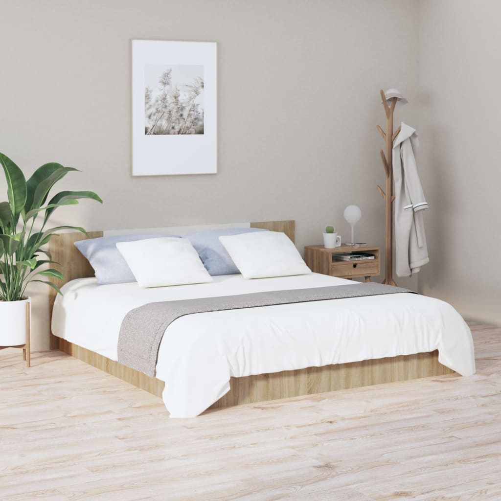 vidaXL Bed Headboard White and Sonoma Oak 200x1.5x80cm Engineered Wood