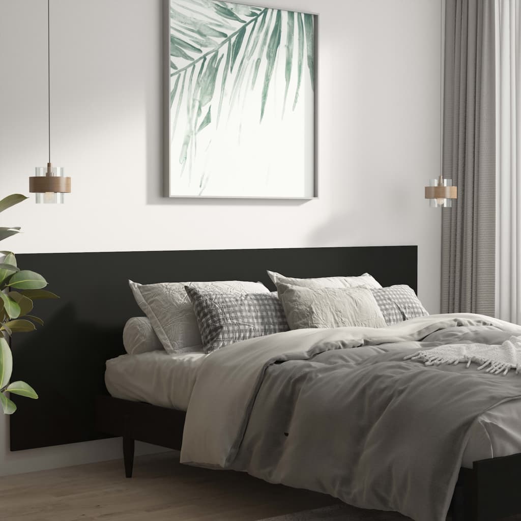 Wall Headboard | Black | Engineered Wood | 240 cm x 1.5 cm x 80 cm