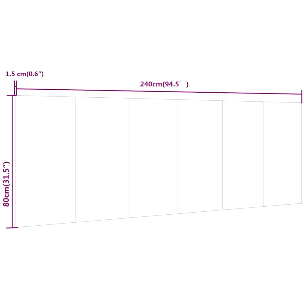 Wall Headboard | Black | Engineered Wood | 240 cm x 1.5 cm x 80 cm