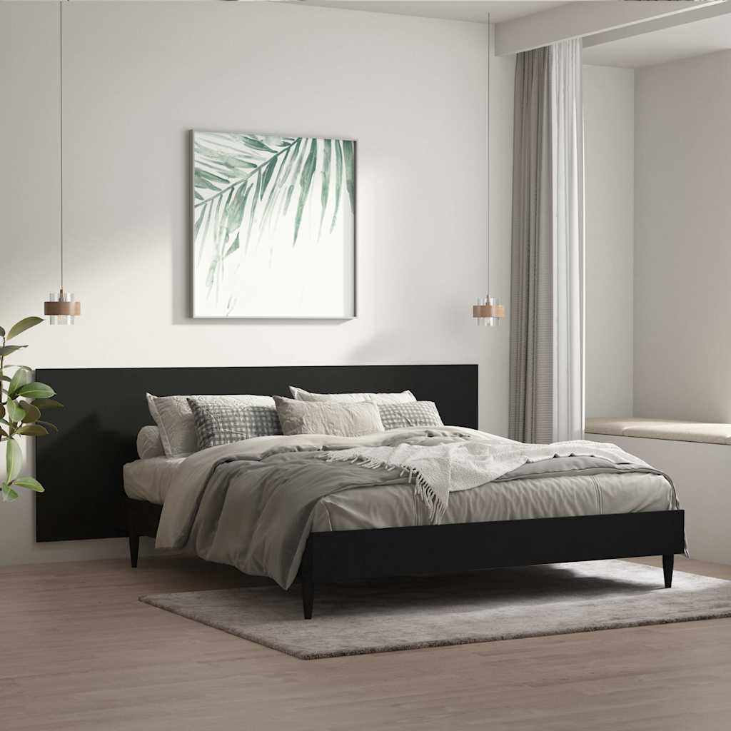 Wall Headboard | Black | Engineered Wood | 240 cm x 1.5 cm x 80 cm