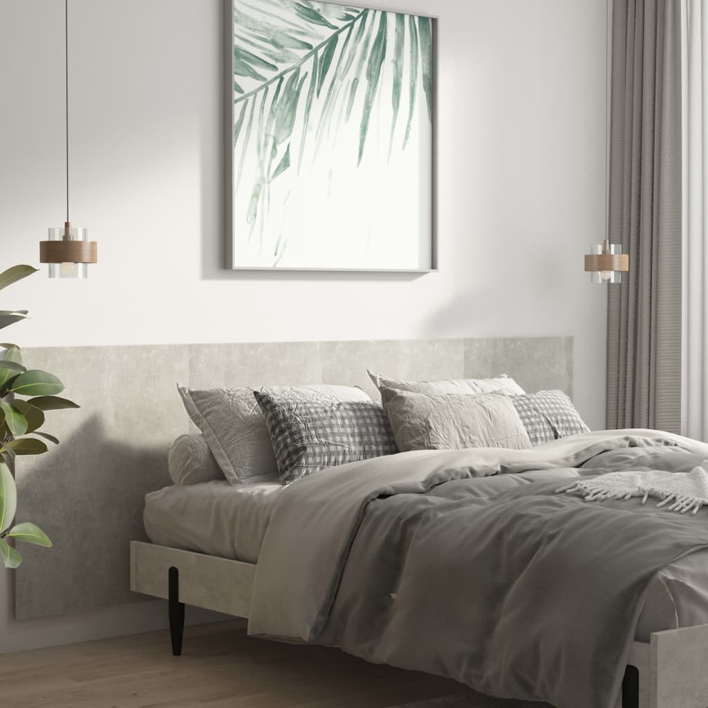 Wall Headboard | Concrete Grey | Engineered Wood | 240 x 1.5 x 80 cm