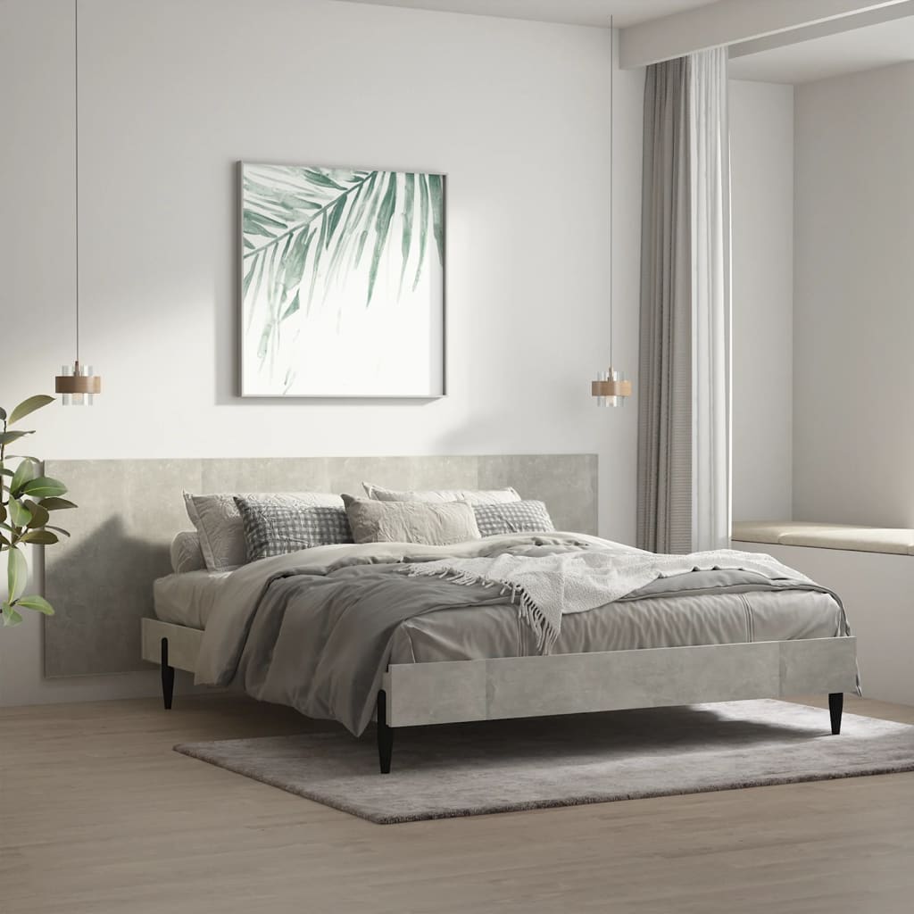 Wall Headboard | Concrete Grey | Engineered Wood | 240 x 1.5 x 80 cm