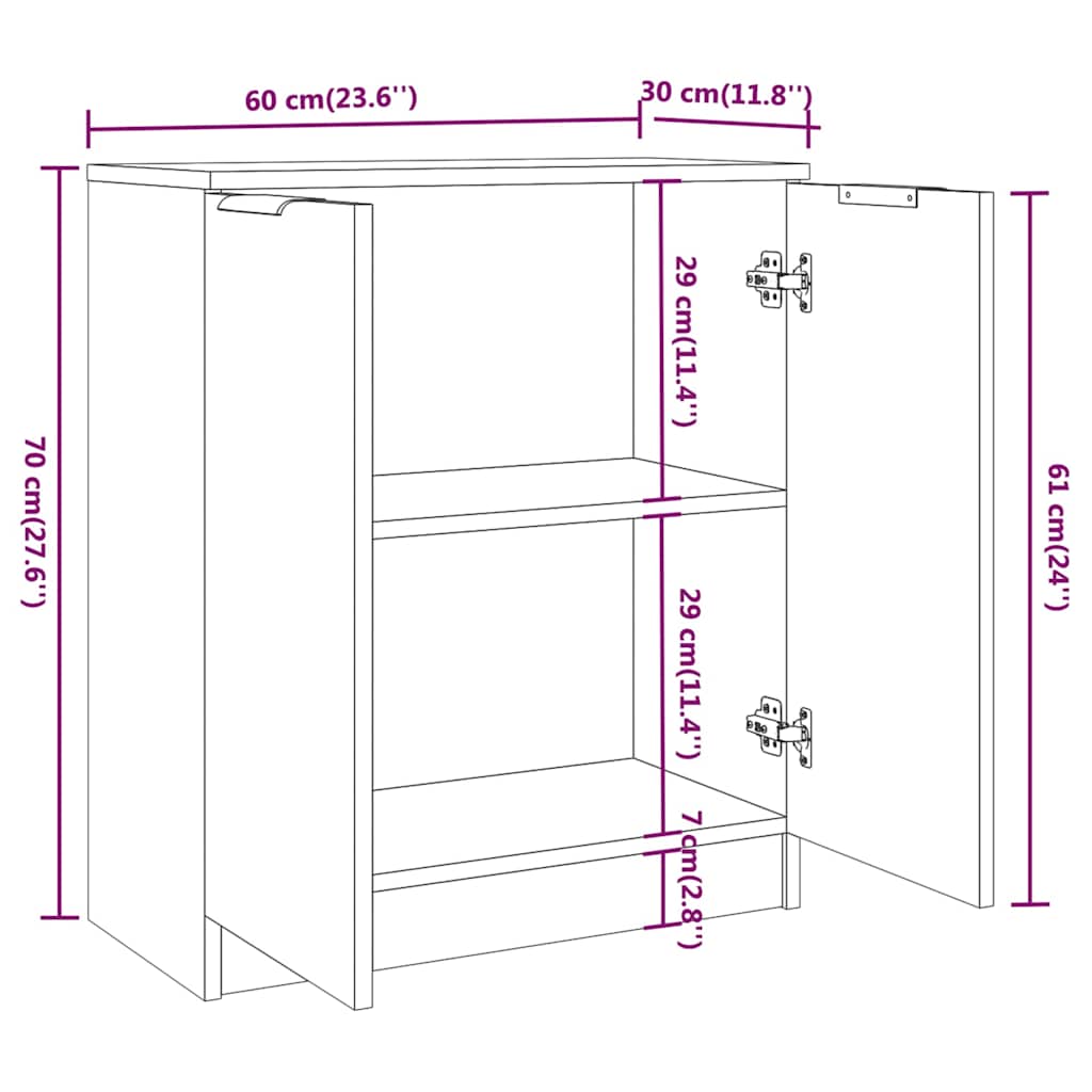 811064 vidaXL Sideboard Sonoma Oak 60x30x70 cm Engineered Wood