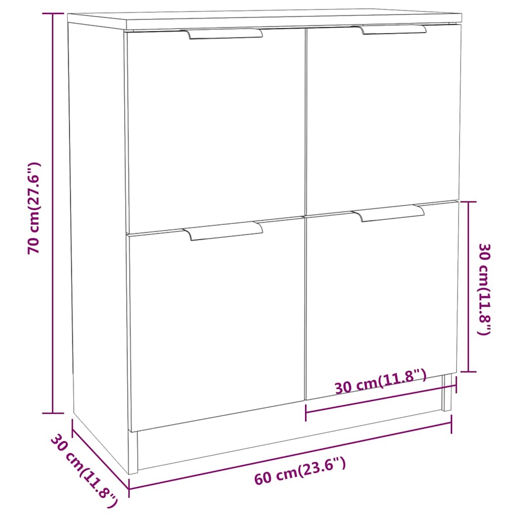 Sideboard Concrete Grey 60x30x70 cm Engineered Wood