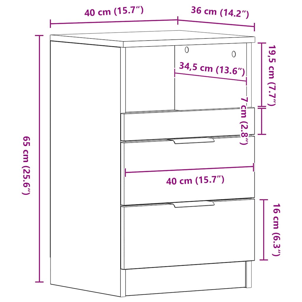Bedside Cabinet Sonoma Oak Engineered Wood