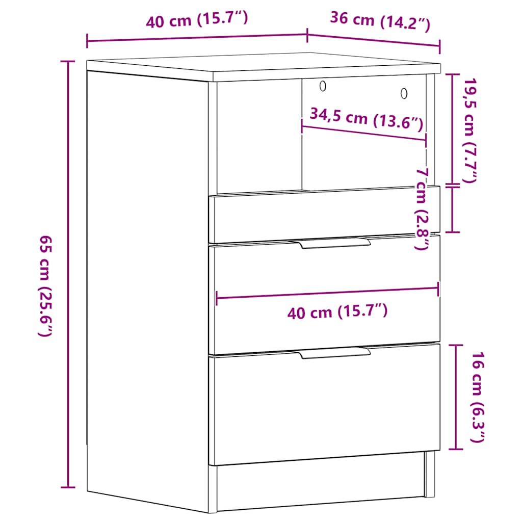 Bedside Cabinet Concrete Grey Engineered Wood