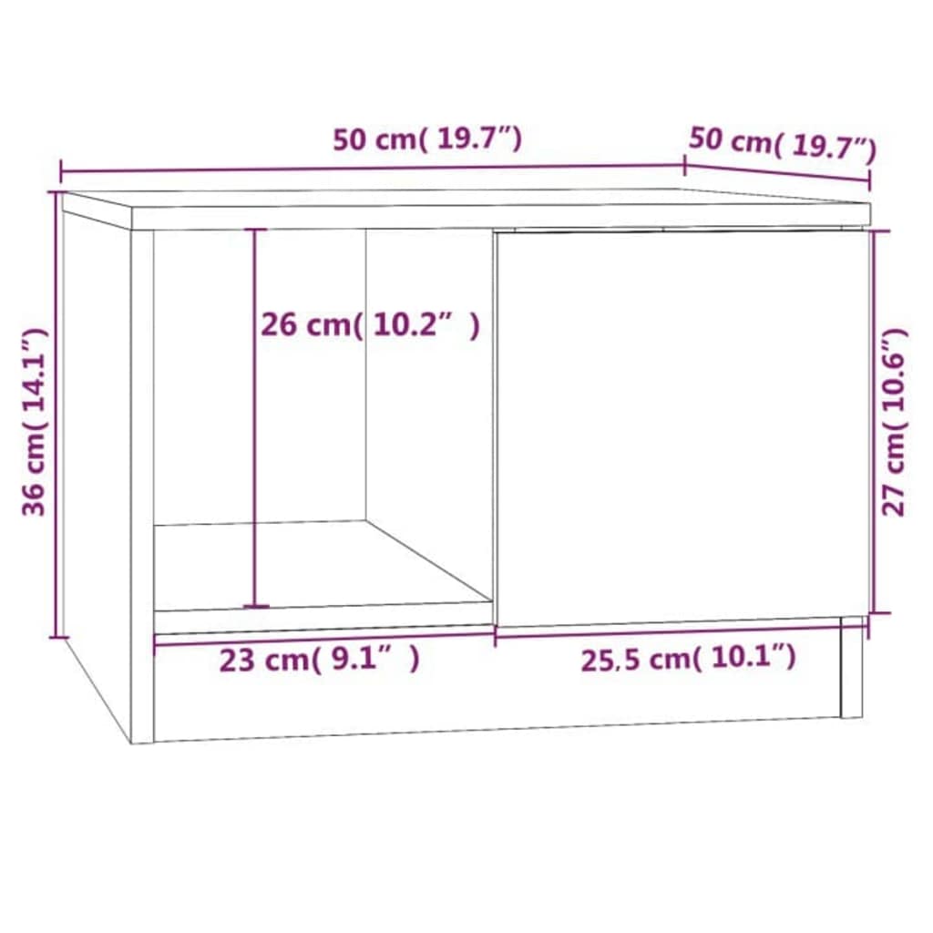 Coffee Table Sonoma Oak 50x50x36 cm Engineered Wood