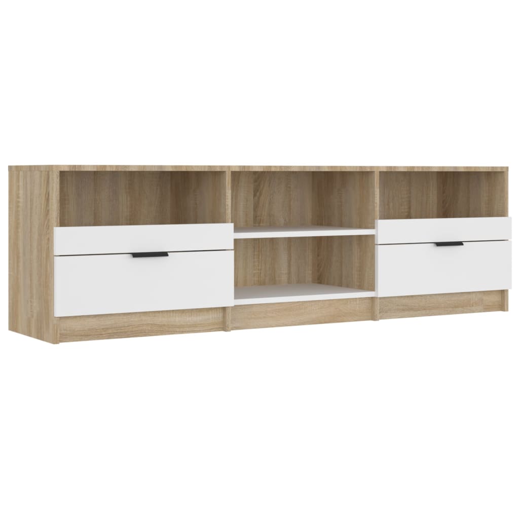 vidaXL TV Cabinet White and Sonoma Oak 150x33.5x45 cm Engineered Wood