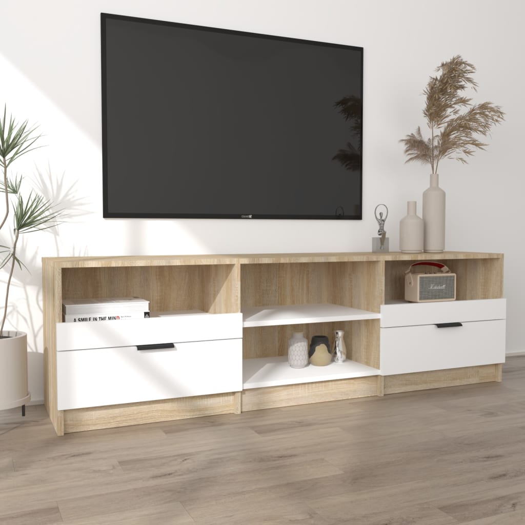 vidaXL TV Cabinet White and Sonoma Oak 150x33.5x45 cm Engineered Wood