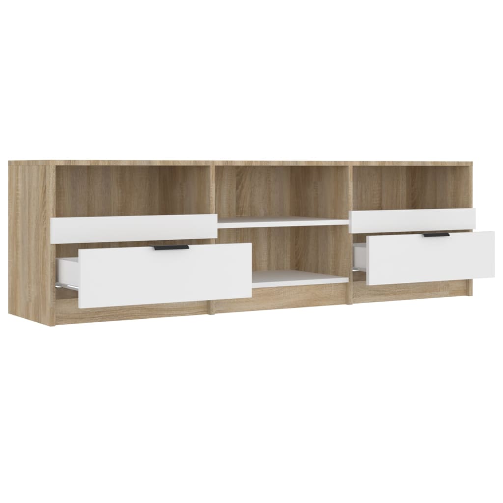 vidaXL TV Cabinet White and Sonoma Oak 150x33.5x45 cm Engineered Wood