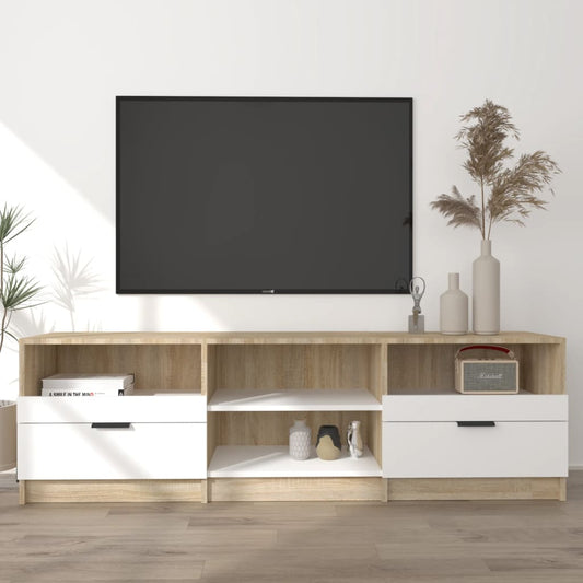 vidaXL TV Cabinet White and Sonoma Oak 150x33.5x45 cm Engineered Wood