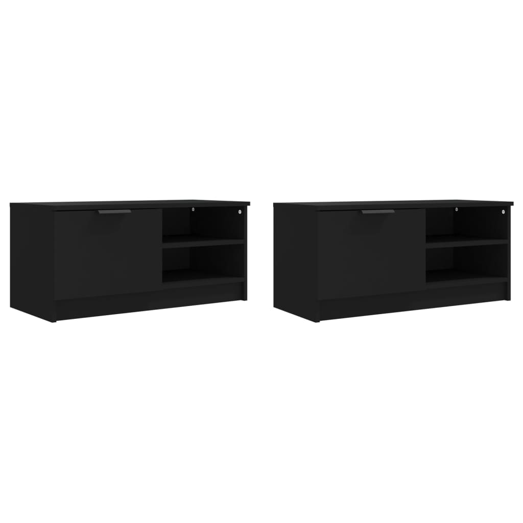 vidaXL TV Cabinets 2 pcs Black 80x35x36.5 cm Engineered Wood