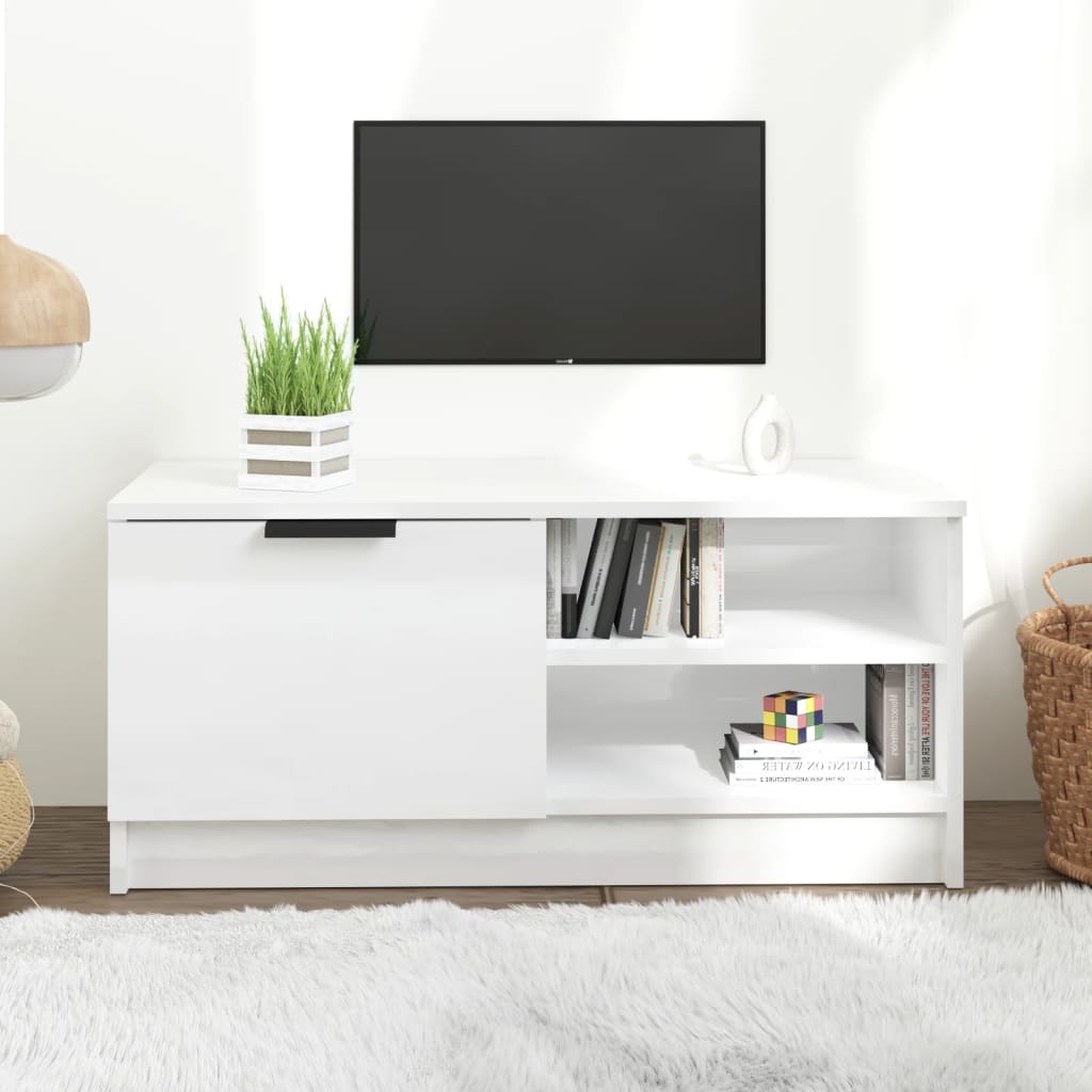 TV Cabinet High Gloss White 80x35x36,5 cm Engineered Wood