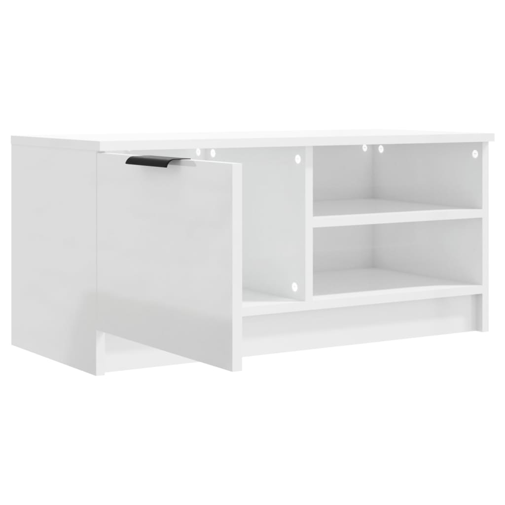 2 Piece TV Cabinet Set High Gloss White 80x35x36,5cm Engineered Wood