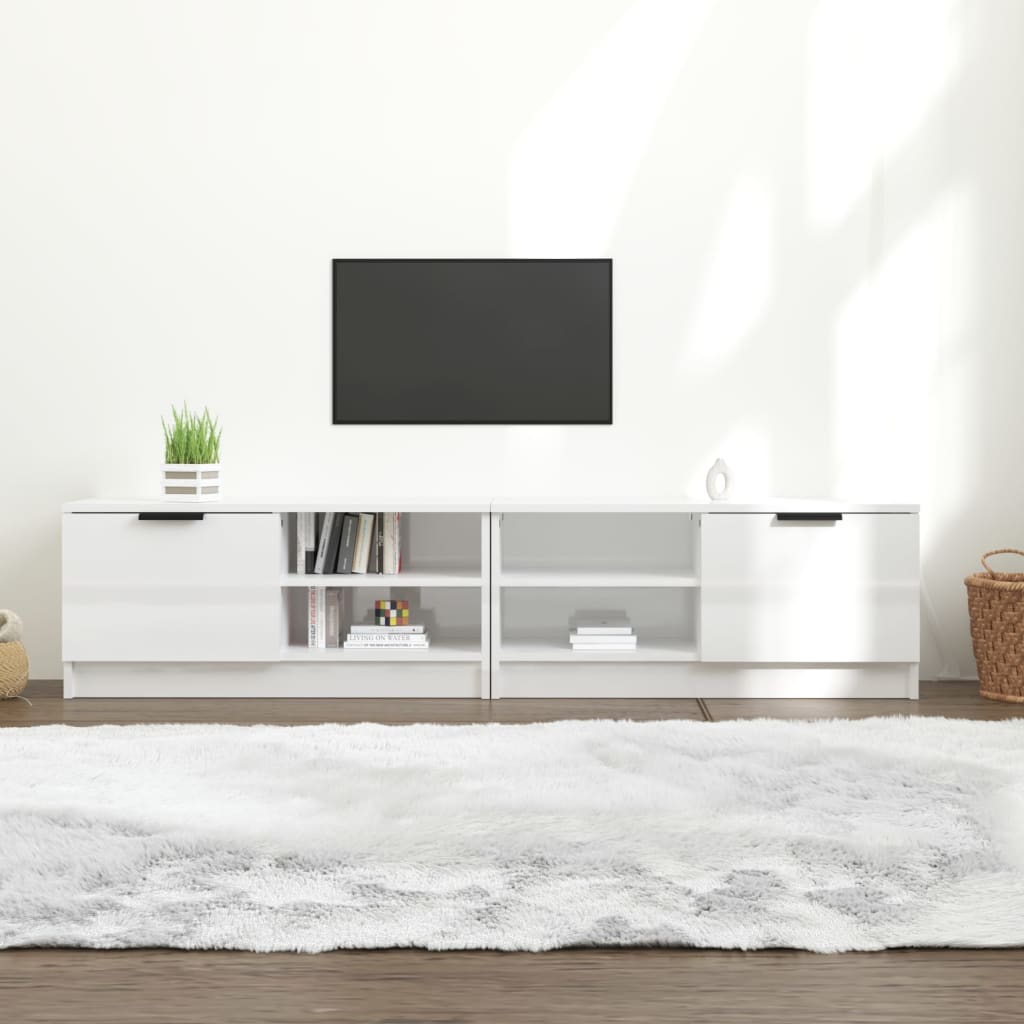 2 Piece TV Cabinet Set High Gloss White 80x35x36,5cm Engineered Wood