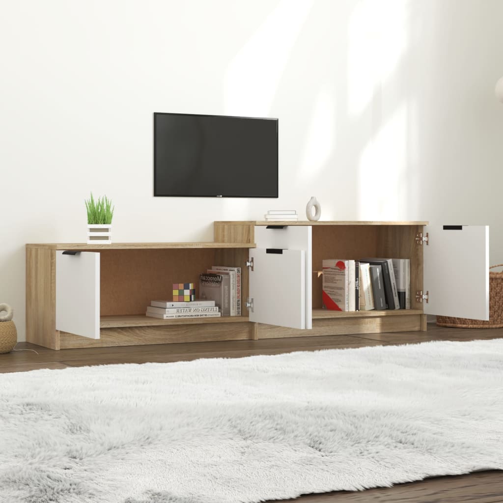 vidaXL TV Cabinet White and Sonoma Oak 158.5x36x45 cm Engineered Wood