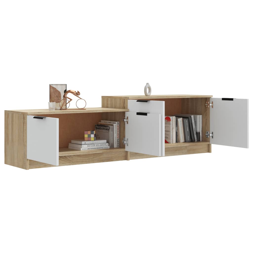 vidaXL TV Cabinet White and Sonoma Oak 158.5x36x45 cm Engineered Wood