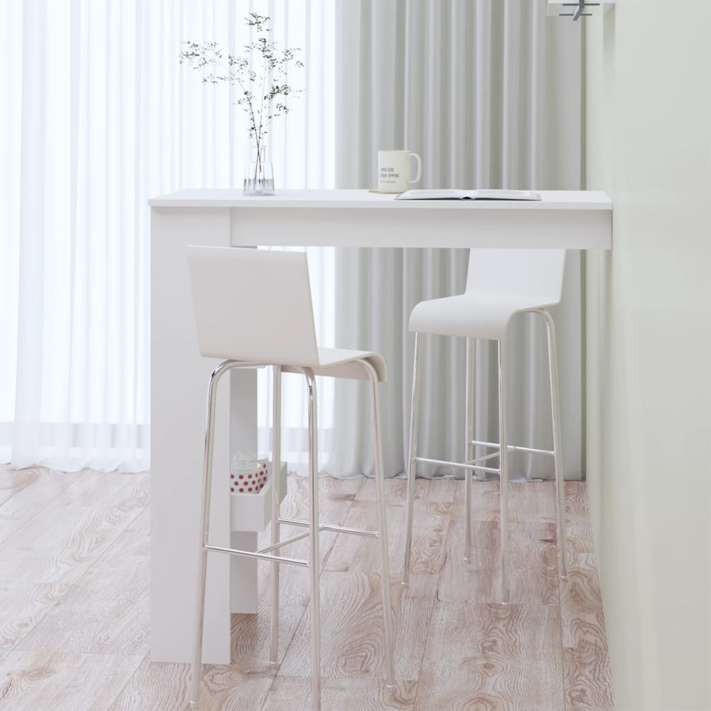 vidaXL Wall Bar Table White 102x45x103.5 cm Engineered Wood