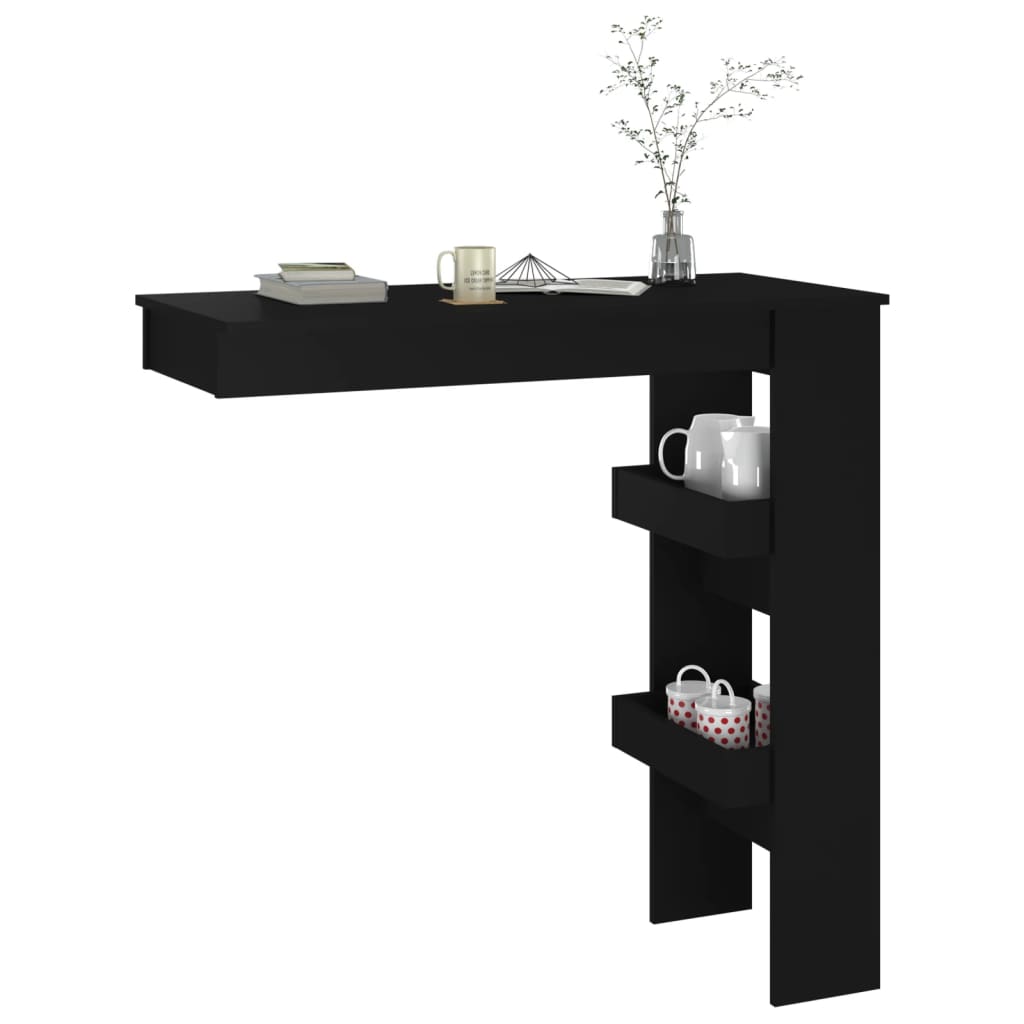 vidaXL Wall Bar Table Black 102x45x103.5 cm Engineered Wood