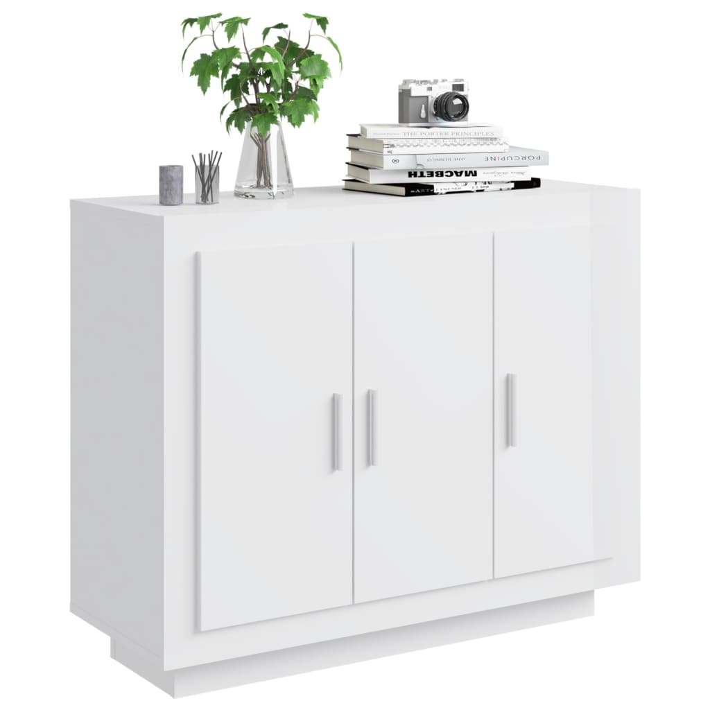 vidaXL Sideboard High Gloss White 92x35x75 cm Engineered Wood