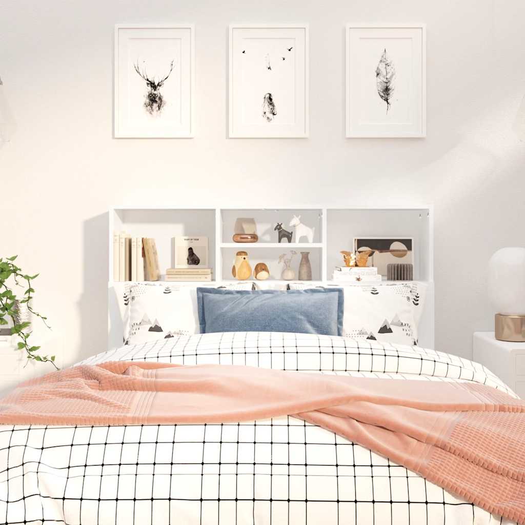 Headboard Cabinet White 120x19x103.5 cm