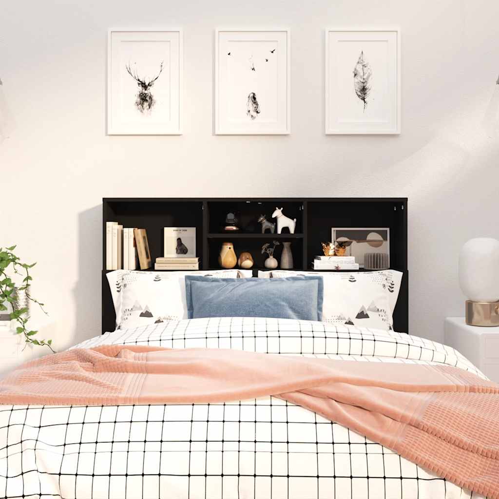 Headboard Cabinet | Black | Engineered Wood | Medium | Headboard Cabinet