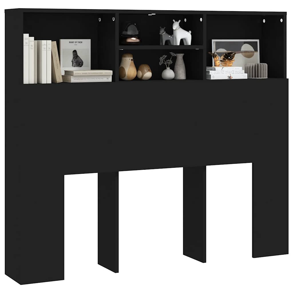 Headboard Cabinet | Black | Engineered Wood | Medium | Headboard Cabinet