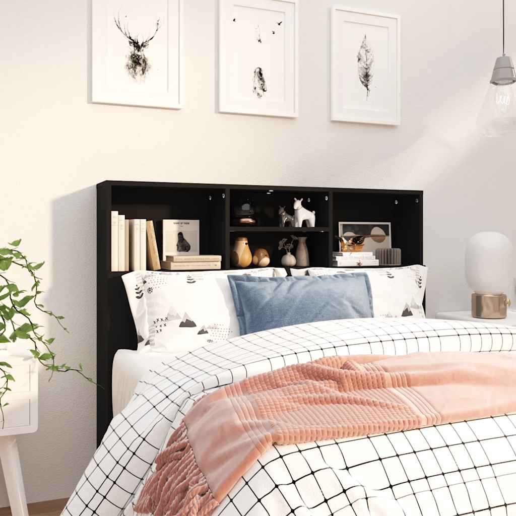 Headboard Cabinet | Black | Engineered Wood | Medium | Headboard Cabinet
