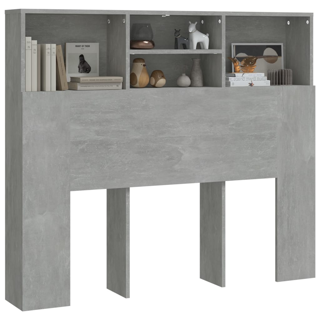 vidaXL Headboard Cabinet Concrete Grey 120x19x103.5 cm