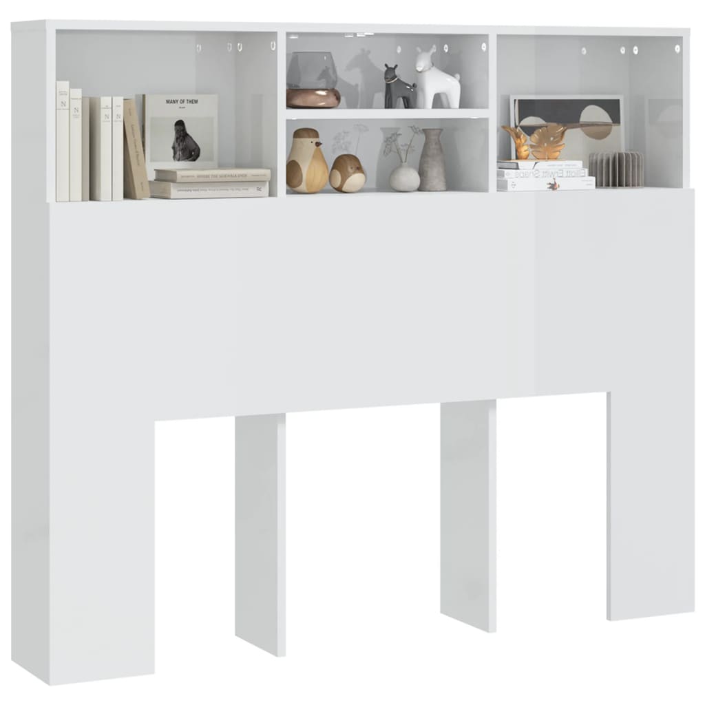 vidaXL Headboard Cabinet High Gloss White 120x19x103.5 cm