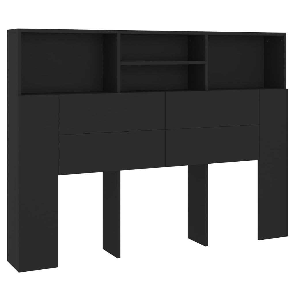 vidaXL Headboard Cabinet Black 140x19x103.5 cm