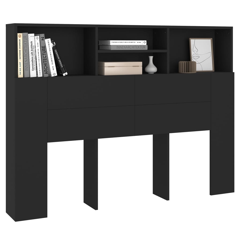 vidaXL Headboard Cabinet Black 140x19x103.5 cm