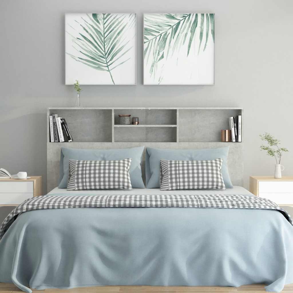 Headboard Cabinet Concrete Grey 160x19x103.5 cm