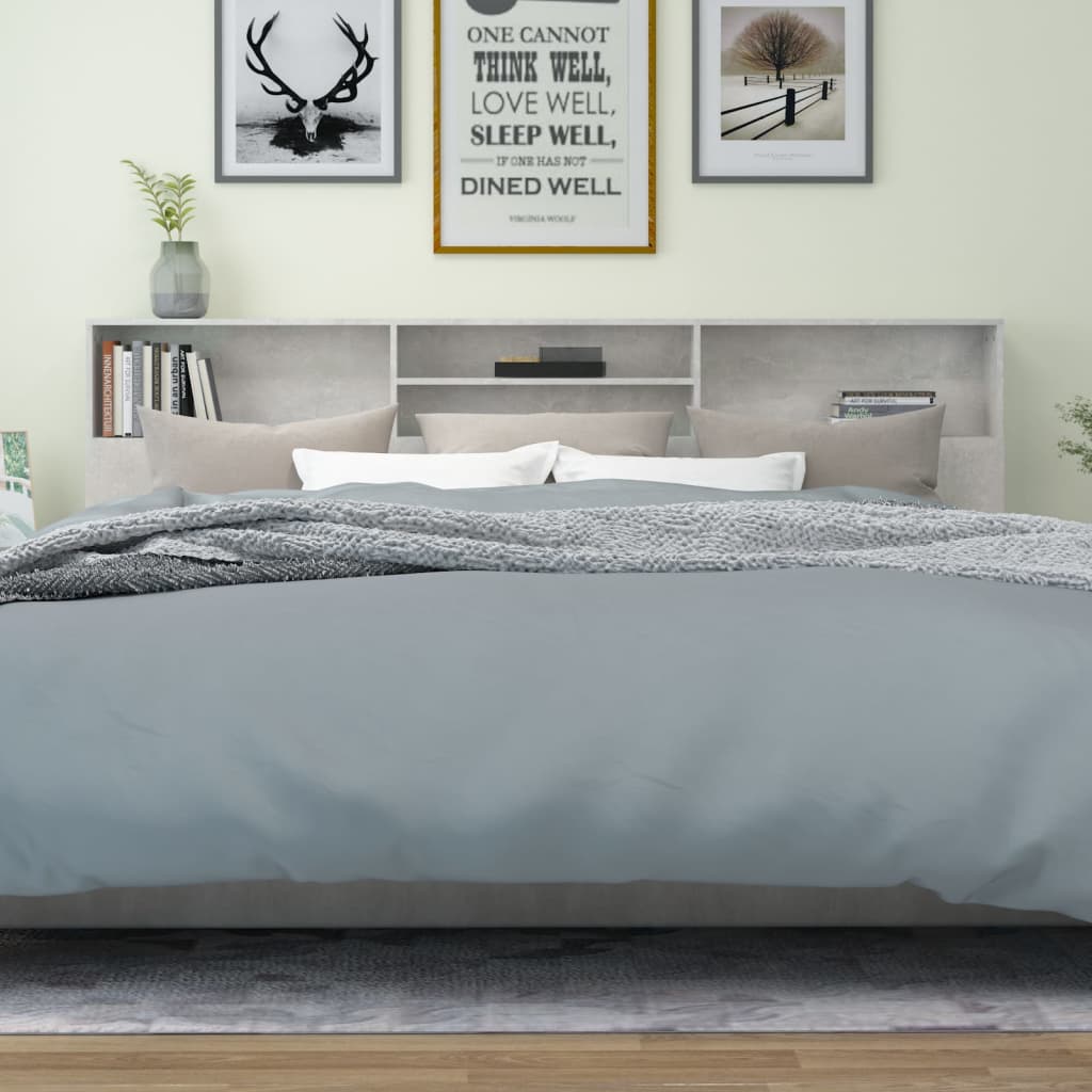 vidaXL Headboard Cabinet Concrete Grey 220x19x103.5 cm