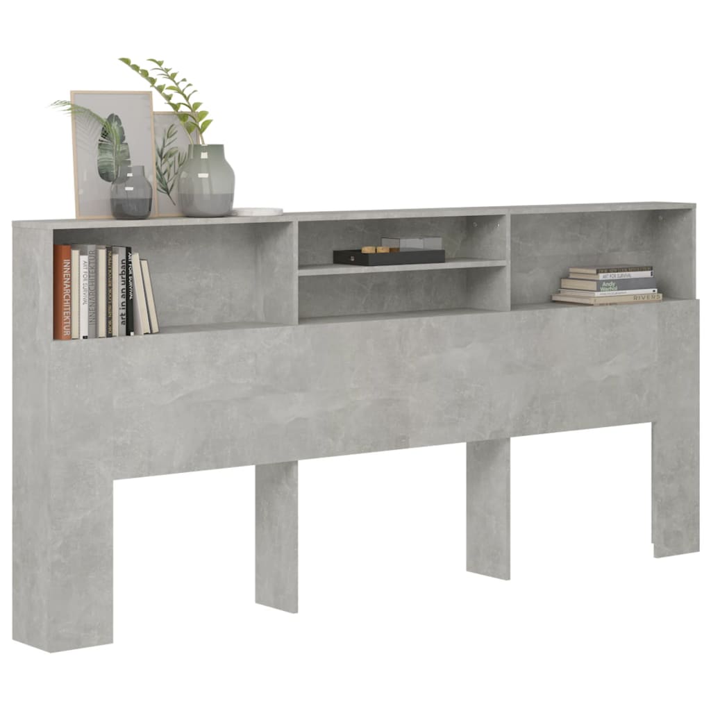 vidaXL Headboard Cabinet Concrete Grey 220x19x103.5 cm