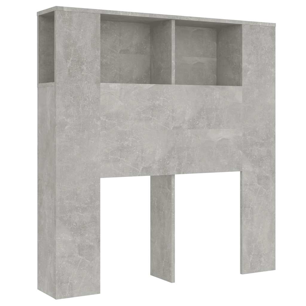 Headboard Cabinet | Concrete grey | Engineered wood | Medium