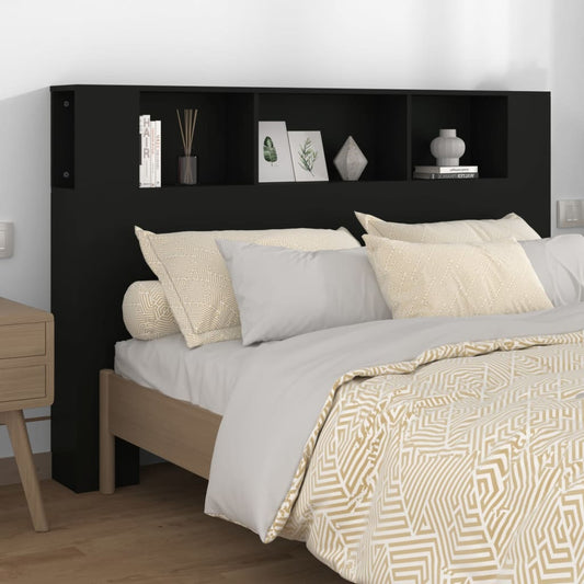 vidaXL Headboard Cabinet Black 160x18.5x104.5 cm