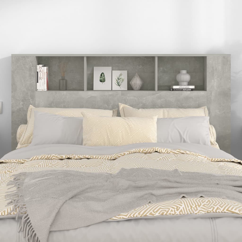 vidaXL Headboard Cabinet Concrete Grey 160x18.5x104.5 cm