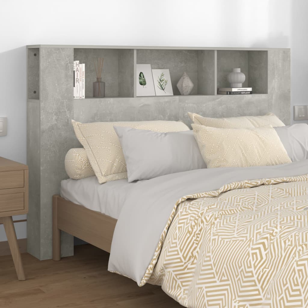 vidaXL Headboard Cabinet Concrete Grey 160x18.5x104.5 cm