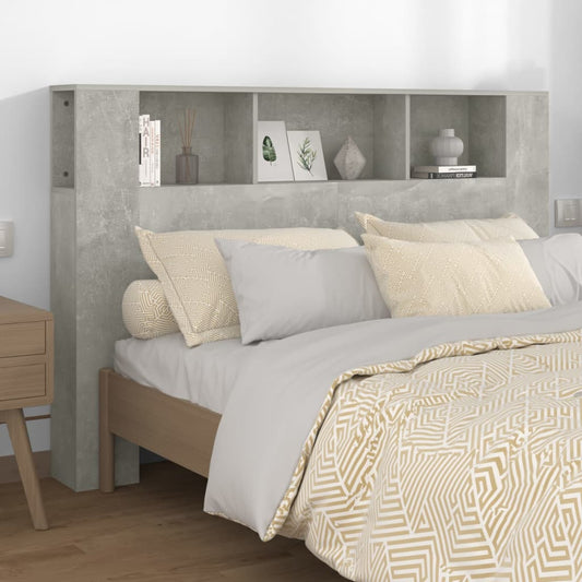 vidaXL Headboard Cabinet Concrete Grey 160x18.5x104.5 cm