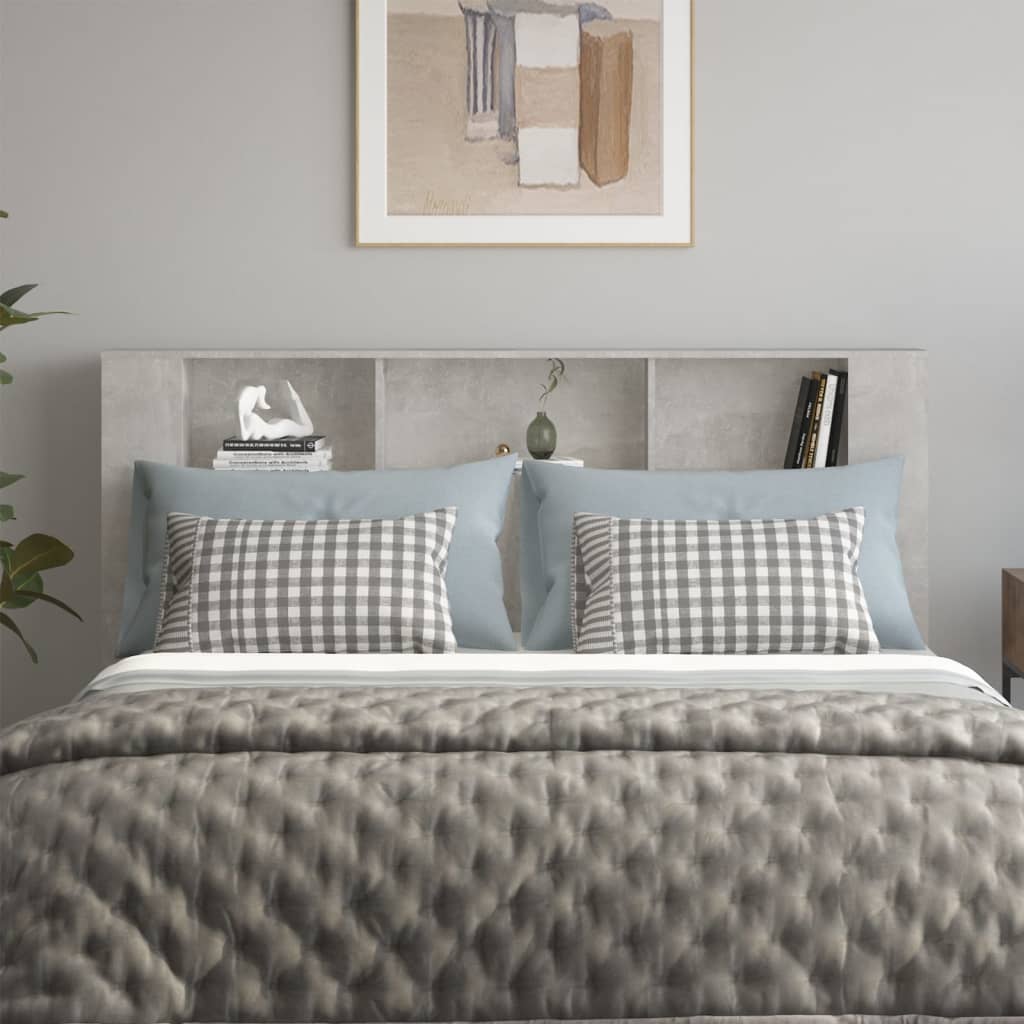 Headboard Cabinet | Concrete Grey | Engineered Wood | Large