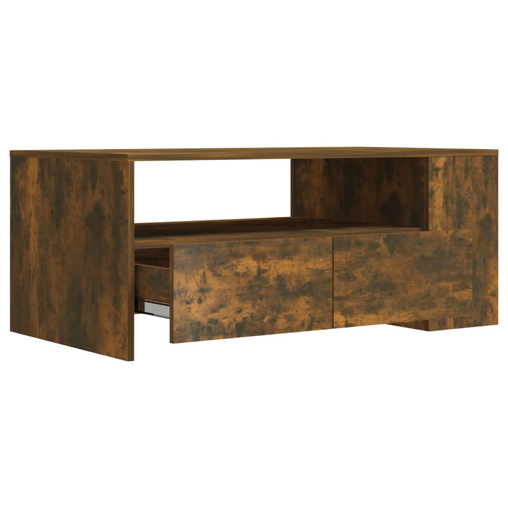 Coffee Table Smoked Oak 102x55x42 cm Engineered Wood