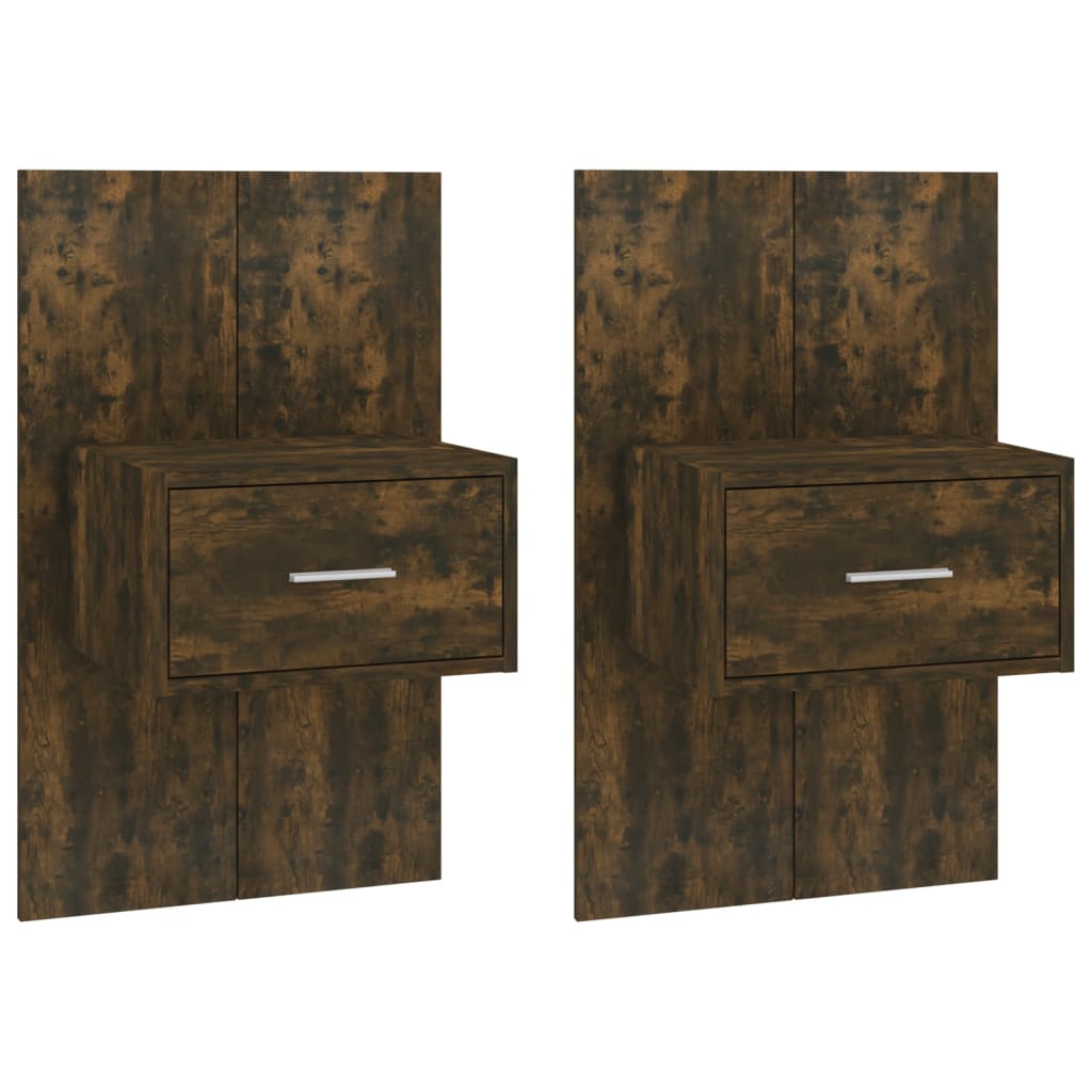 vidaXL Wall-mounted Bedside Cabinets 2 pcs Smoked Oak